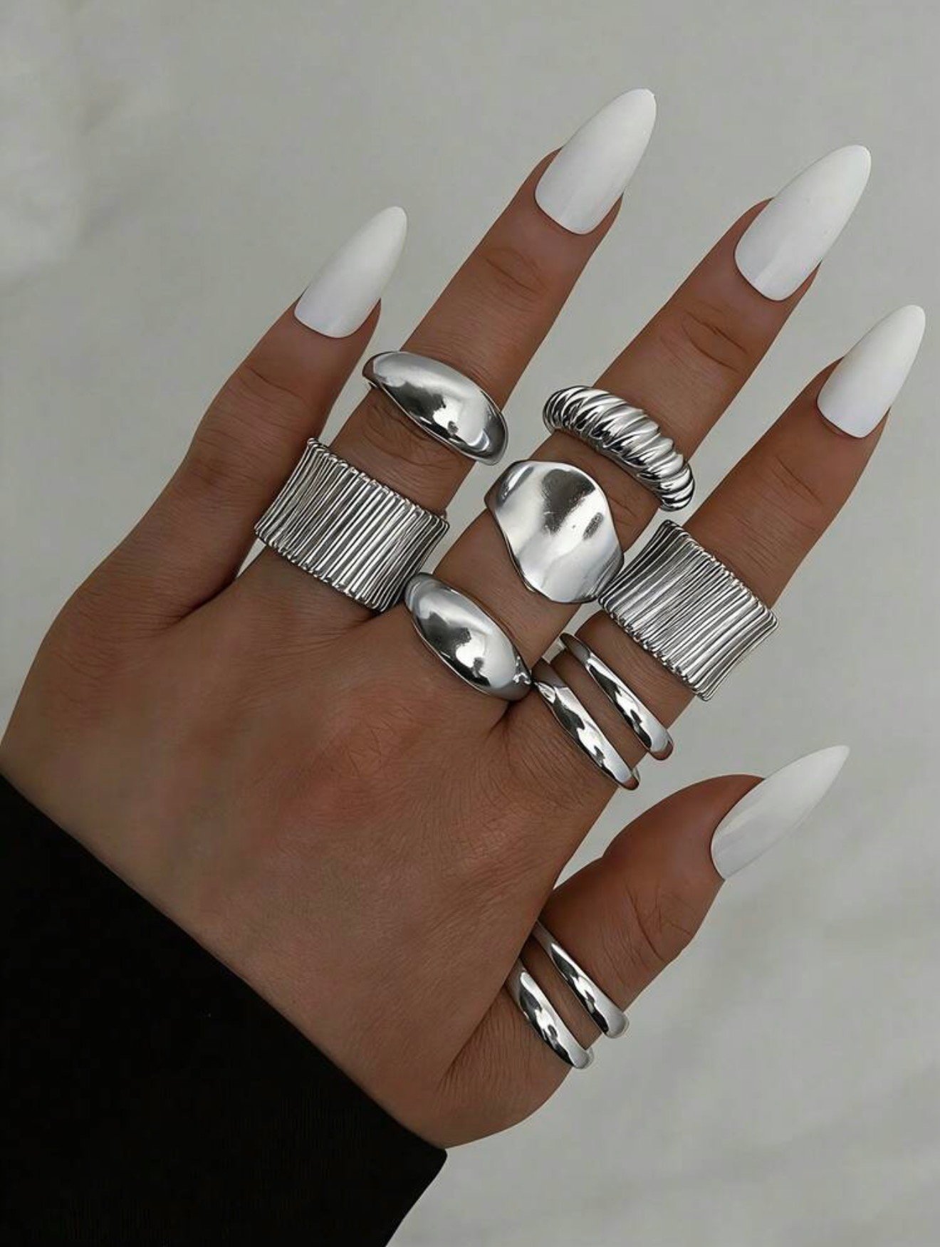8 Pzas-Juego de anillos plata vintage - Imagen 2