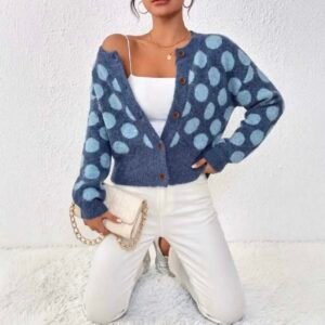 Cárdigan corto punto azul