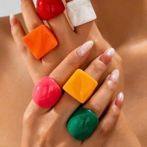 5 set anillos resina