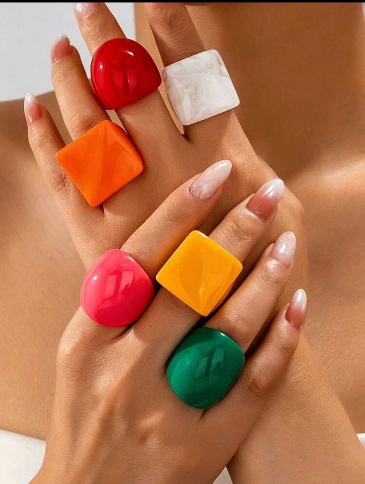 5 set anillos resina