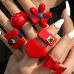 6 piezas anillos de resina