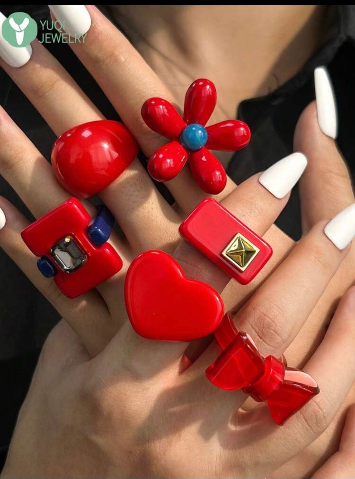 6 piezas anillos de resina