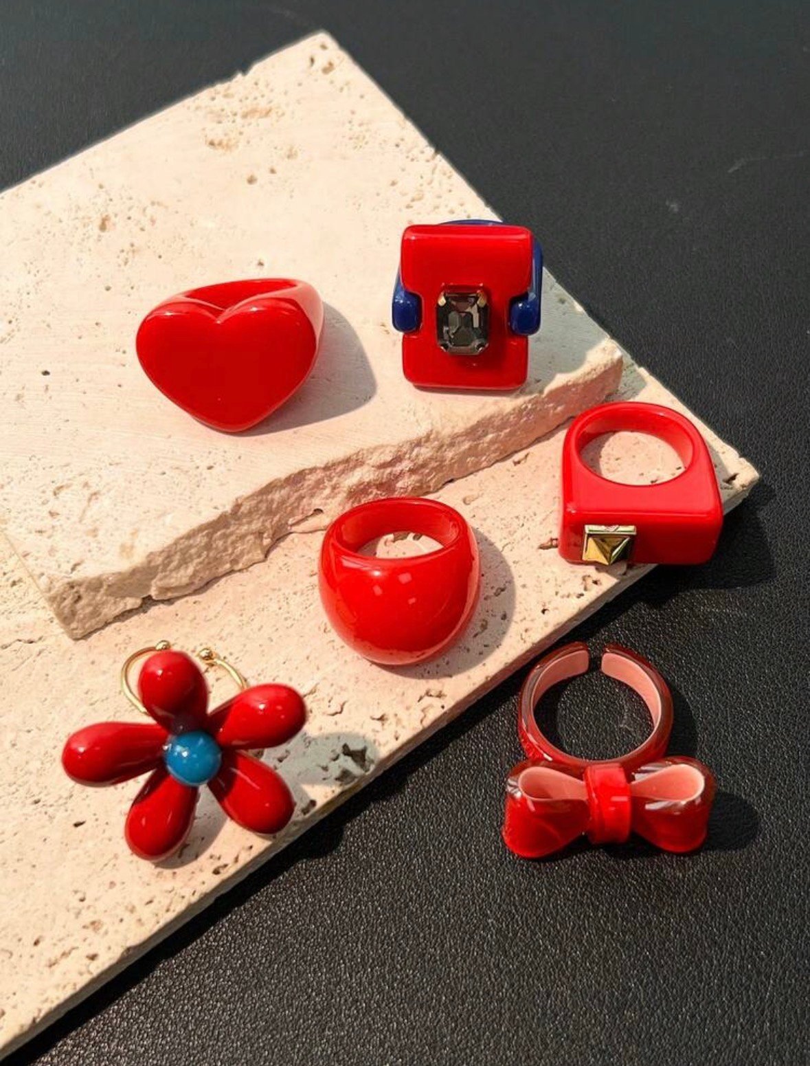 6 piezas anillos de resina - Imagen 2
