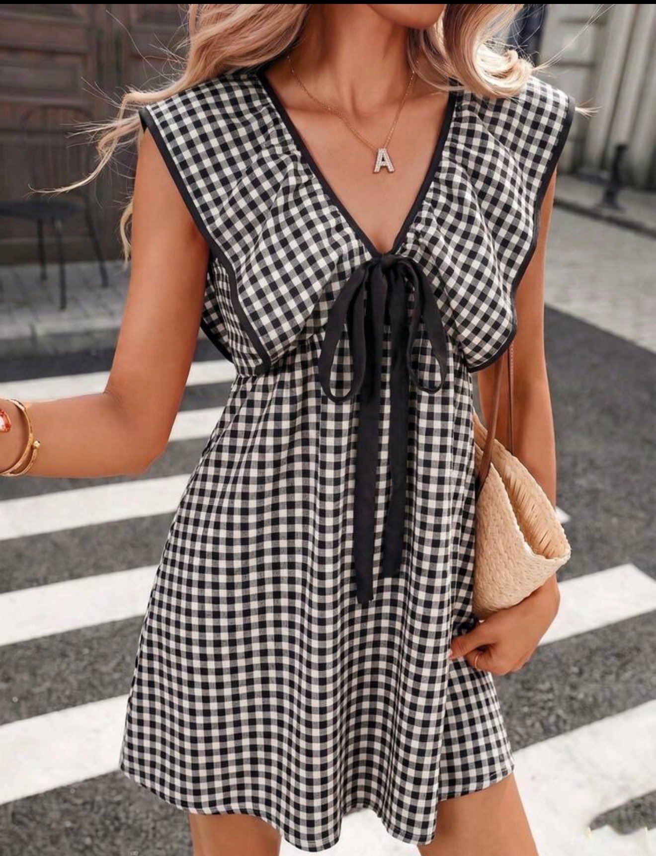 Vestido mini de cuadros - Imagen 3