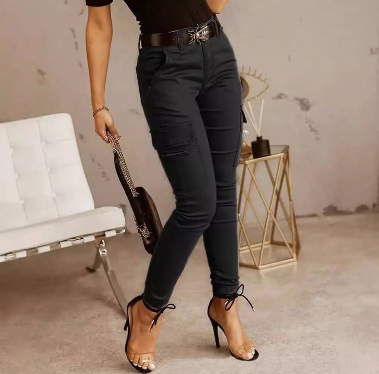 Pantalones cargo pitillo - Imagen 3
