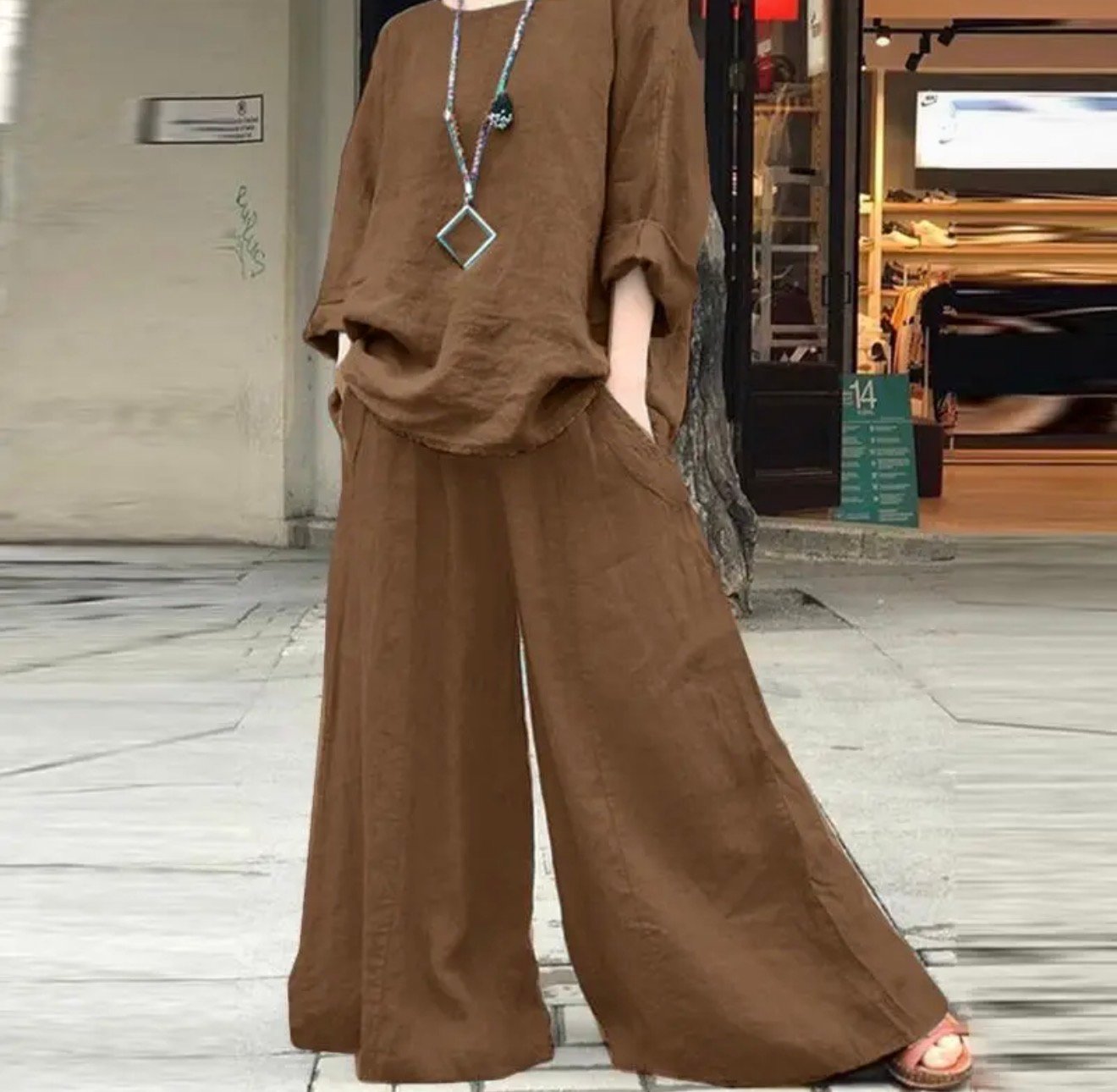 Conjunto de lino con pantalones