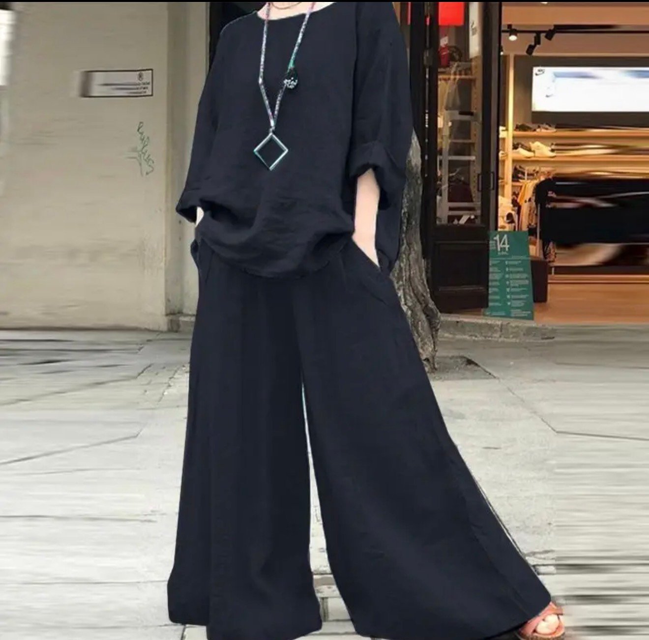 Conjunto de lino con pantalones - Imagen 2