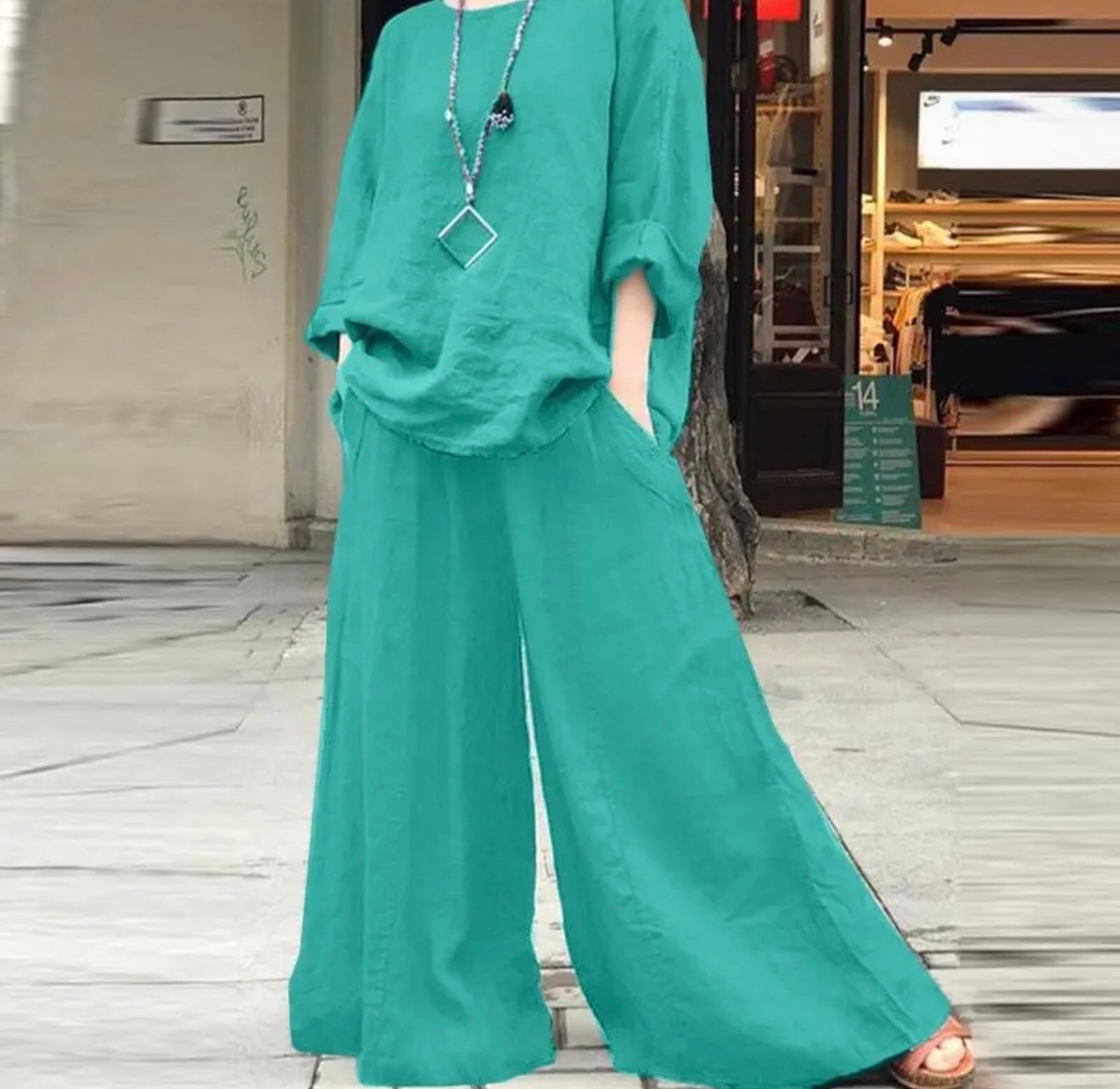 Conjunto de lino con pantalones - Imagen 4