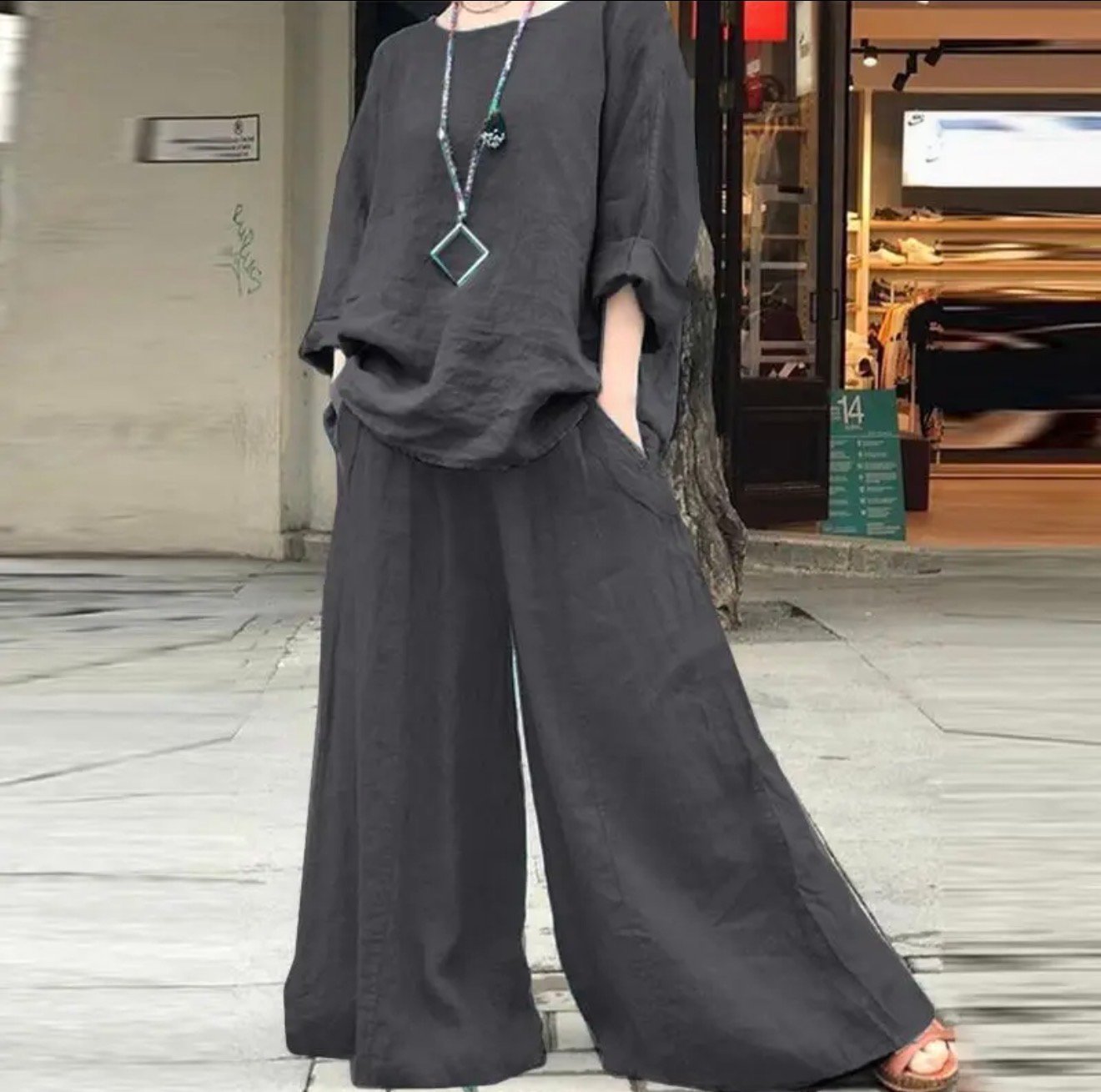 Conjunto de lino con pantalones - Imagen 5