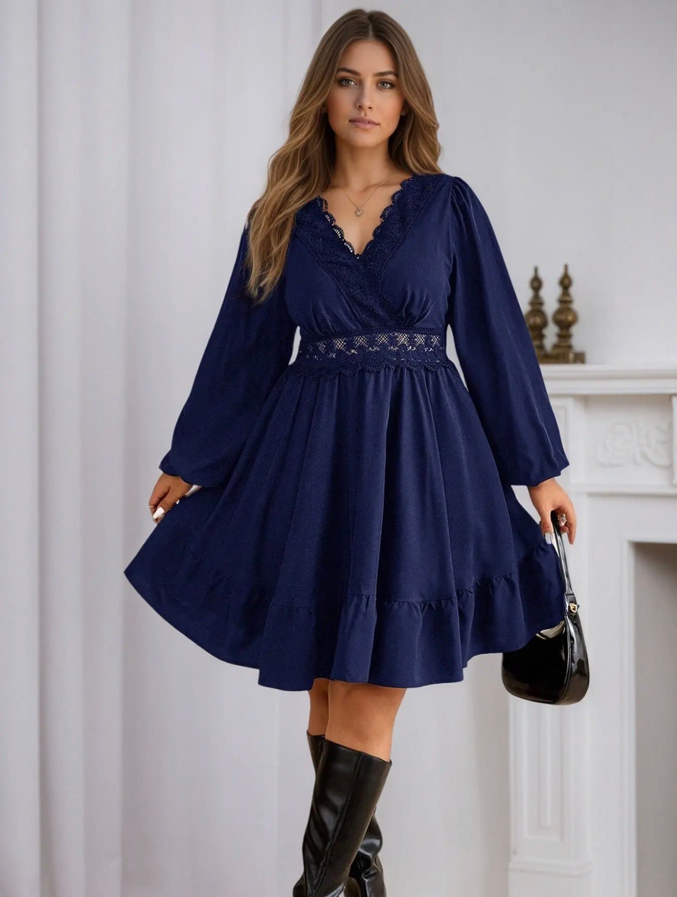 Vestido mini evasé escote V
