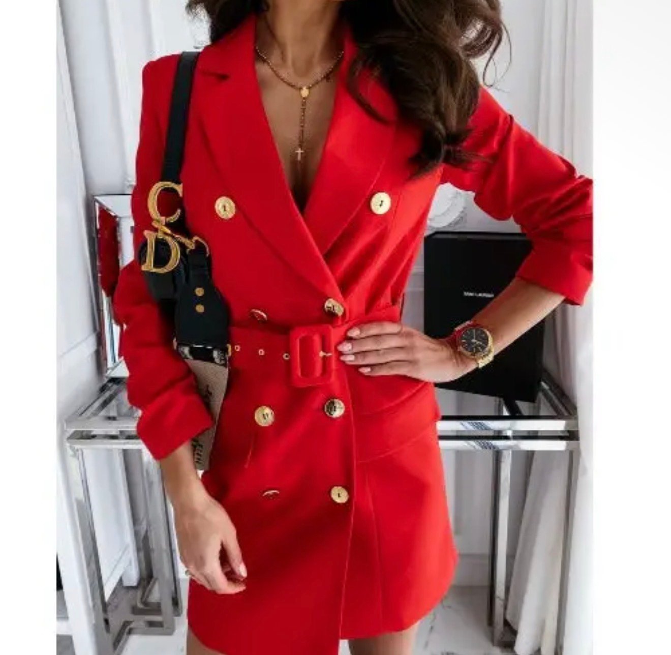 Vestido blazer cinturón - Imagen 3
