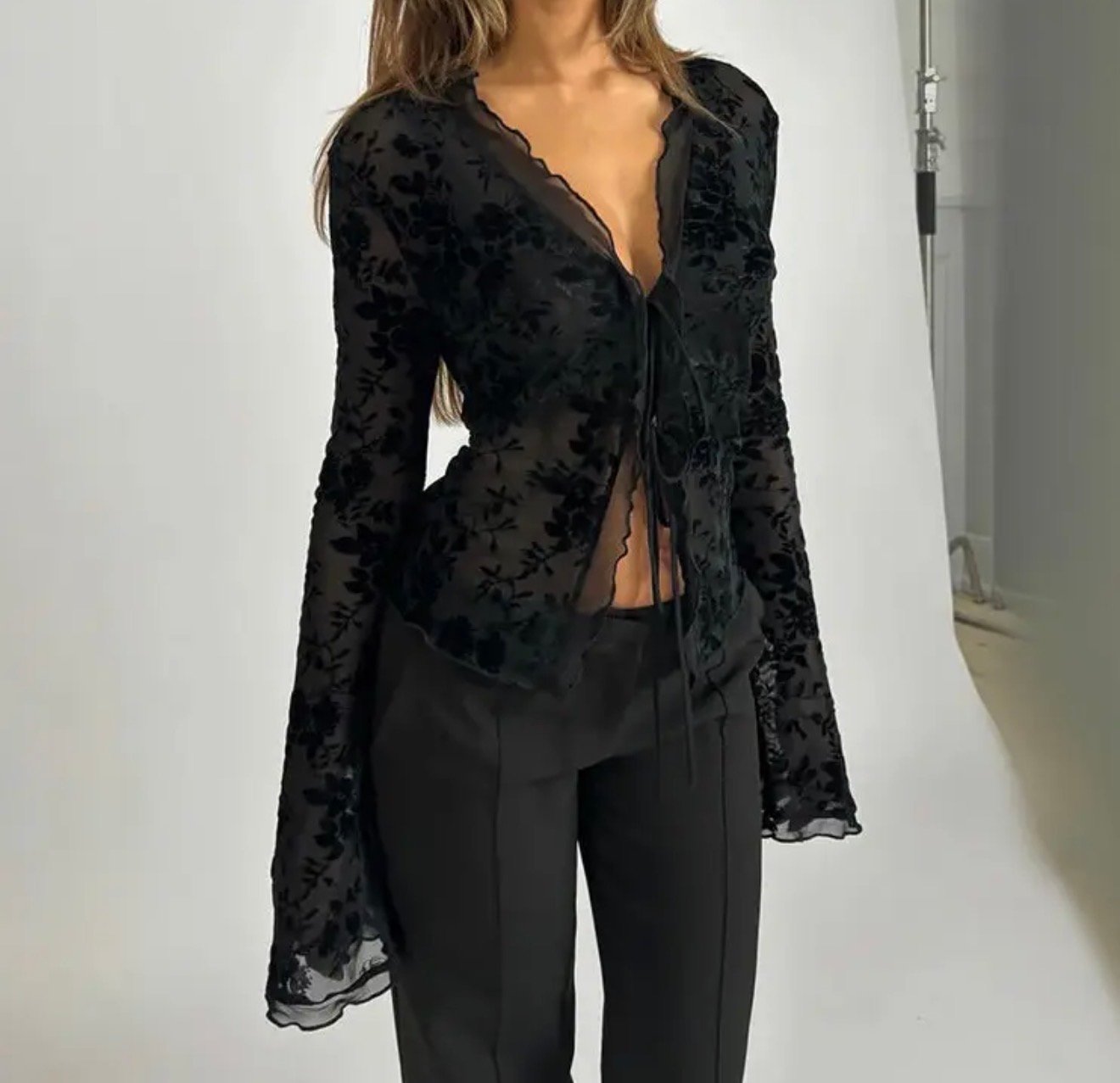 Top transparente encaje